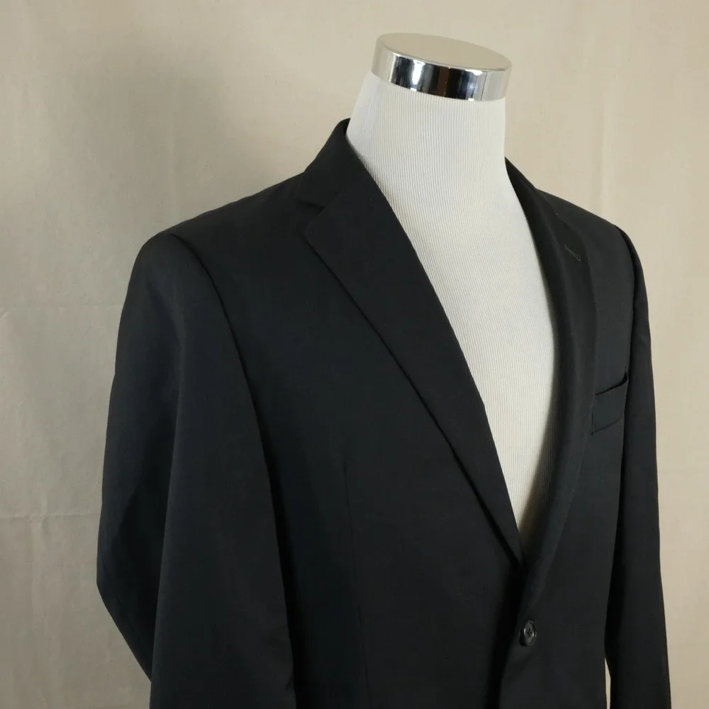Joseph Abboud 40R Slim Fit Sport Coat 100% Wool Black Two Button Double Vented